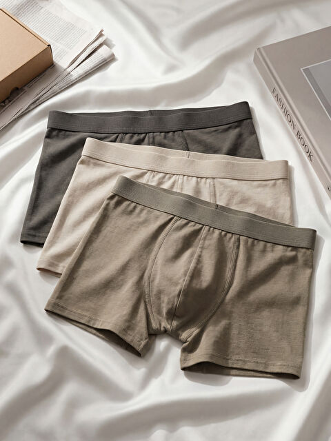 LC WAIKIKI Loose Fit Pamuklu Esnek Erkek Boxer 3'lü  - S60829Z8-KL8