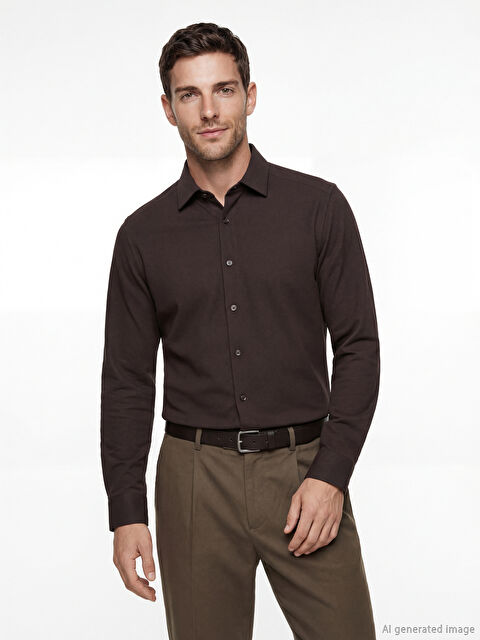 LCWAIKIKI Classic Slim Fit Armürlü Erkek Gömlek - S60910Z8-HNM