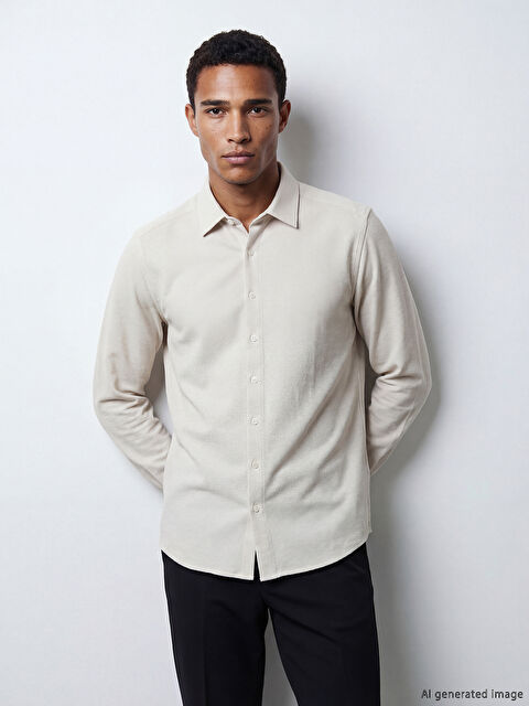 LCWAIKIKI Classic Slim Fit Armürlü Erkek Gömlek - S60910Z8-S2W