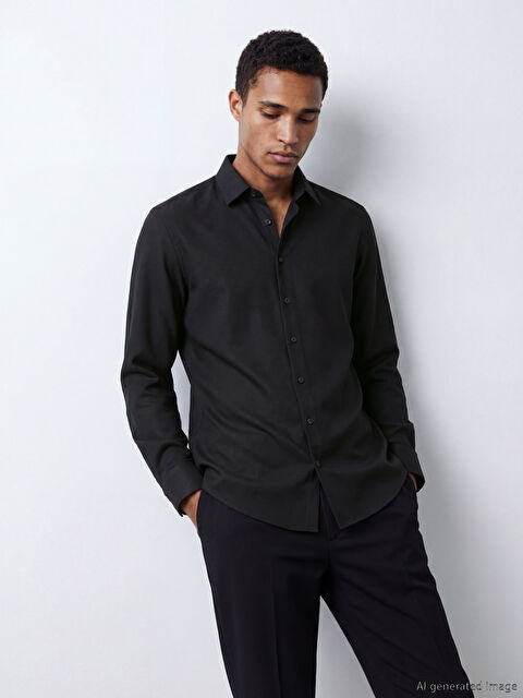 LCWAIKIKI Classic Slim Fit Armürlü Erkek Gömlek - S60910Z8-RQL