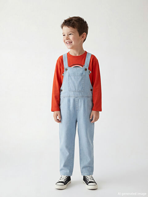 LCW Kids Kare Yaka Erkek Çocuk Jean Salopet - S61136Z1-476