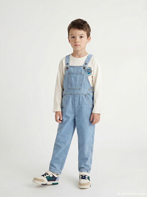 LCW Kids Kare Yaka Erkek Çocuk Jean Salopet - S61136Z1-H45