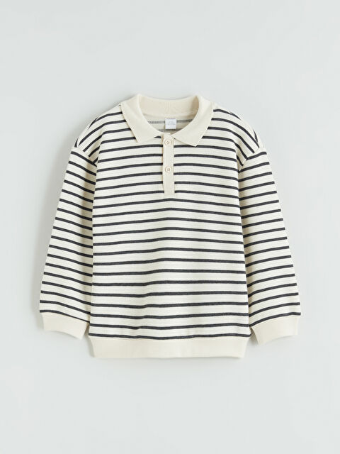 LCW Kids Polo Yaka Çizgili Erkek Çocuk Sweatshirt - S61214Z1-LQA