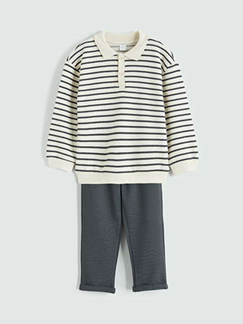 LCW Kids Çizgili Erkek Çocuk Sweatshirt ve Eşofman Altı - S61216Z1-LQA