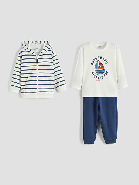 LCW Kids Baskılı Erkek Çocuk Hırka Tişört Ve Eşofman Altı - S61220Z1-LRA