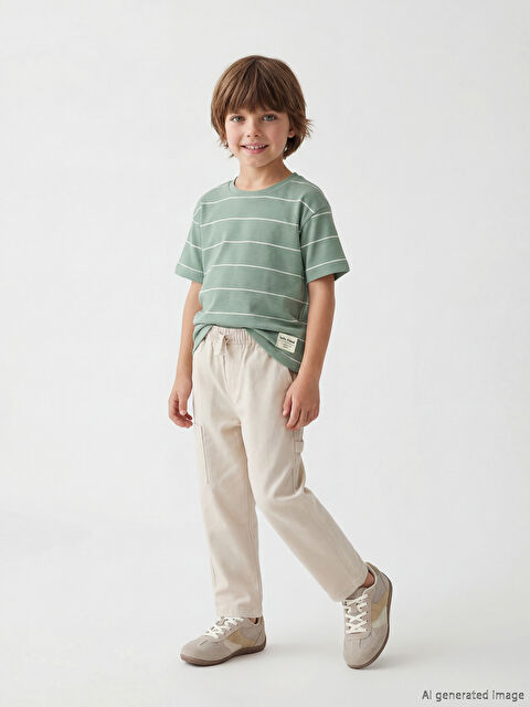 LCW Kids Beli Lastikli Erkek Çocuk Kargo Kanvas Pantolon