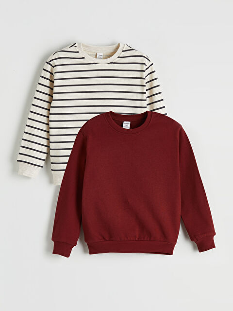 LCW Kids Bisiklet Yaka Erkek Çocuk Sweatshirt 2'li - S61368Z1-RTV