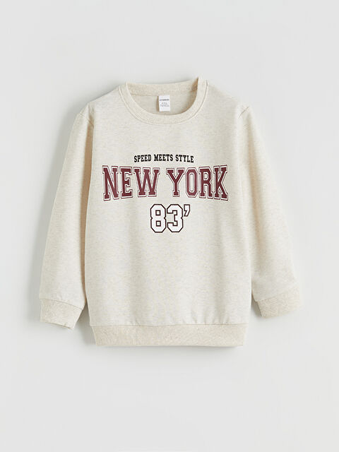 LCW Kids New York Baskılı Erkek Çocuk Sweatshirt - S61388Z1-CX8