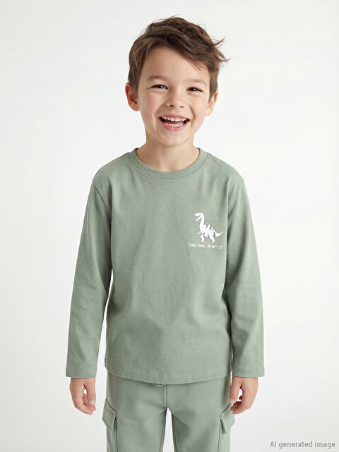 LCW Kids Dinozor Baskılı Erkek Çocuk Tişört - S61414Z1-GX7