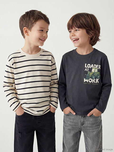 LCW Kids Bisiklet Yaka Erkek Çocuk Tişört 2'li - S61416Z1-R4W