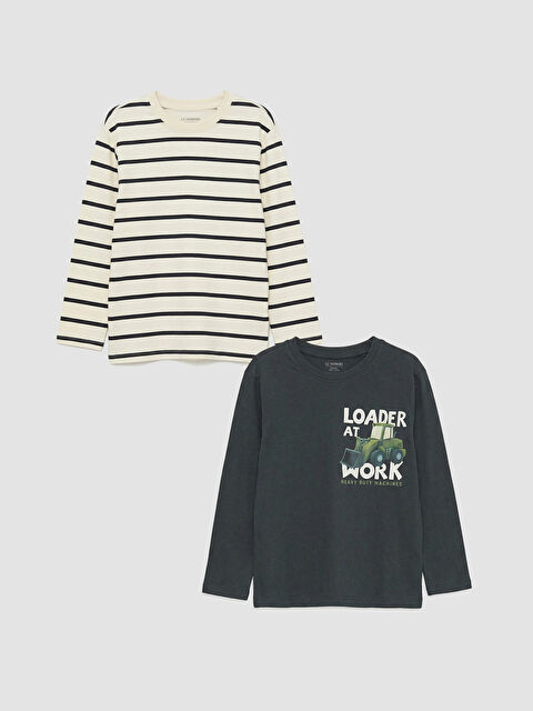 LCW Kids Bisiklet Yaka Erkek Çocuk Tişört 2'li - S61416Z1-R4W