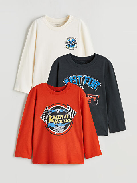 LCW Kids Baskılı Erkek Çocuk Tişört 3'lü - S61418Z1-QVK