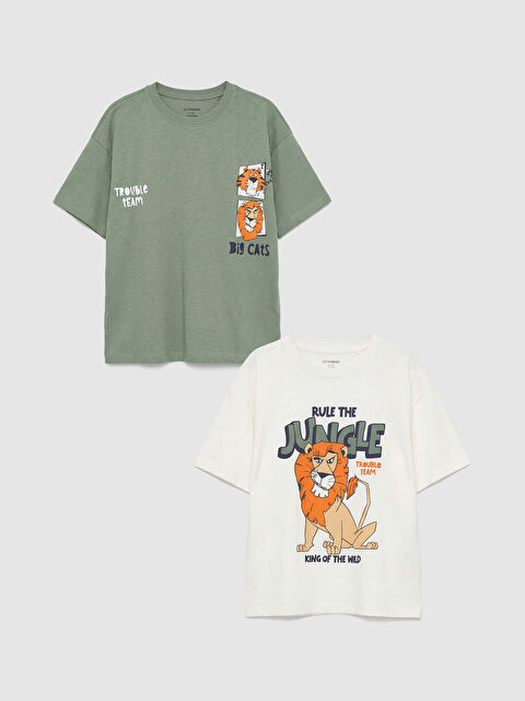 LCW Kids Aslan Baskılı Erkek Çocuk Tişört 2'li - S61437Z1-R9J