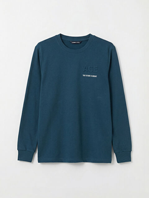 LCWAIKIKI Classic Bisiklet Yaka Baskılı Erkek Sweatshirt - S61456Z8-8TQ