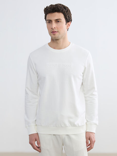 LCWAIKIKI Classic Bisiklet Yaka Baskılı Erkek Sweatshirt - S61459Z8-R9J