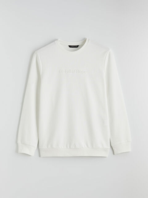 LCWAIKIKI Classic Bisiklet Yaka Baskılı Erkek Sweatshirt - S61459Z8-R9J