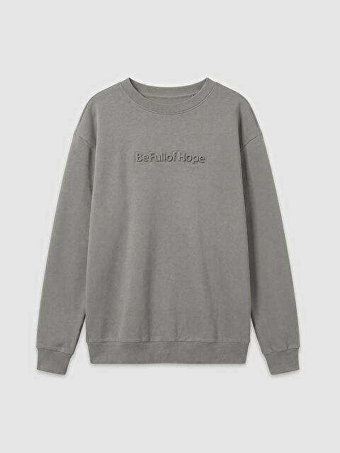 LCWAIKIKI Classic Bisiklet Yaka Baskılı Erkek Sweatshirt