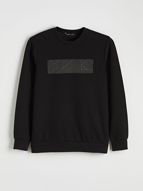 LCWAIKIKI Classic Bisiklet Yaka Baskılı Erkek Sweatshirt - S61464Z8-CVL