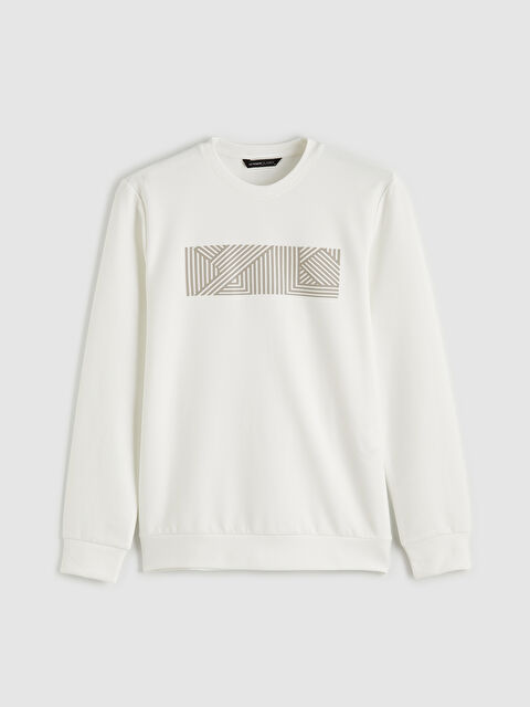 LCWAIKIKI Classic Bisiklet Yaka Baskılı Erkek Sweatshirt - S61464Z8-R9J