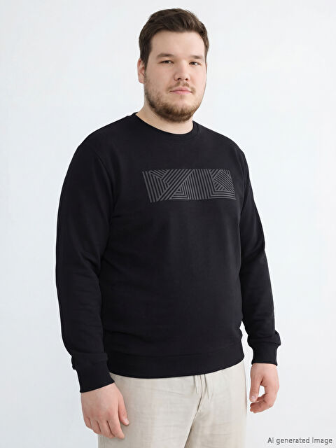 LCWAIKIKI Classic Bisiklet Yaka Baskılı Erkek Sweatshirt - S61464Z8-CVL