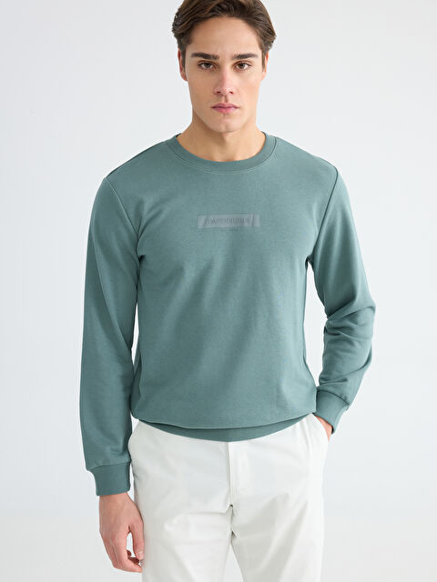 LCWAIKIKI Classic Bisiklet Yaka Baskılı Erkek Sweatshirt - S61465Z8-H9D