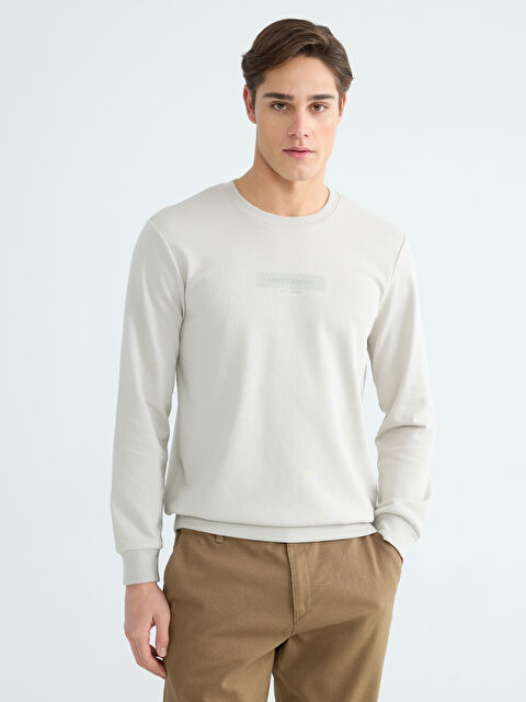 LCWAIKIKI Classic Bisiklet Yaka Baskılı Erkek Sweatshirt - S61465Z8-ZRT