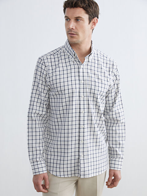 LCWAIKIKI Classic Regular Fit Ekose Gabardin Erkek Gömlek - S61471Z8-LKQ