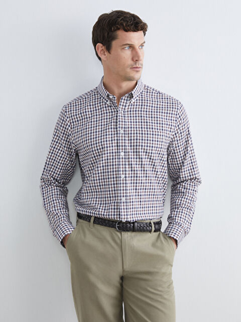 LCWAIKIKI Classic Regular Fit Plaid Gabardine Shirt - S61471Z8-LLH