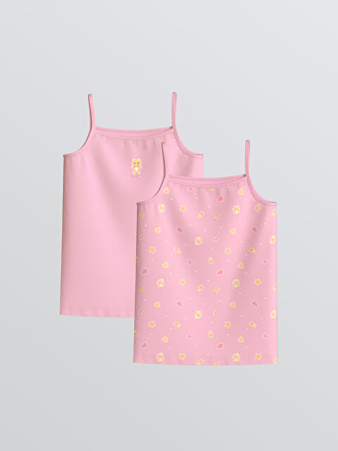 LCW Kids Kare Yaka Baskılı Kız Çocuk Atlet - S61519Z1-LU7