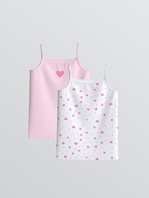 LCW Kids Top cu bretele și decolteu pătrat imprimat pentru fete - S61519Z1-LU7