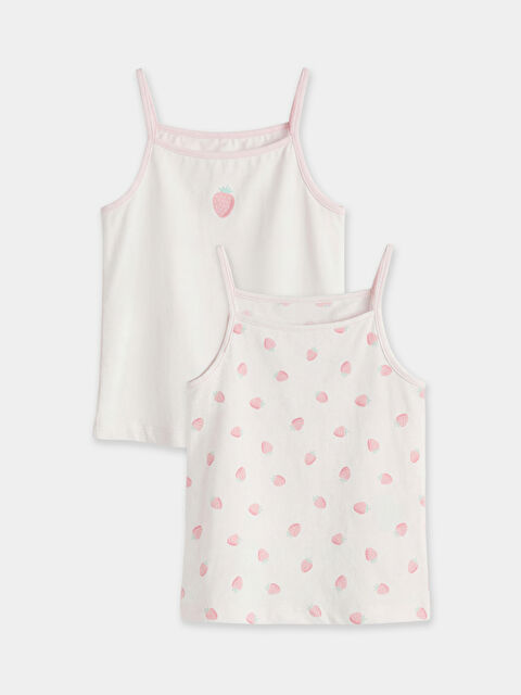 LCW Kids Kare Yaka Desenli Kız Çocuk İç Giyim Atlet 2'li - S61533Z1-LT6