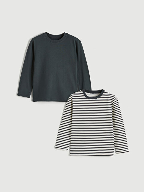 LC WAIKIKI Bisiklet Yaka Erkek Çocuk Tişört 2'li - S61559Z1-R4W