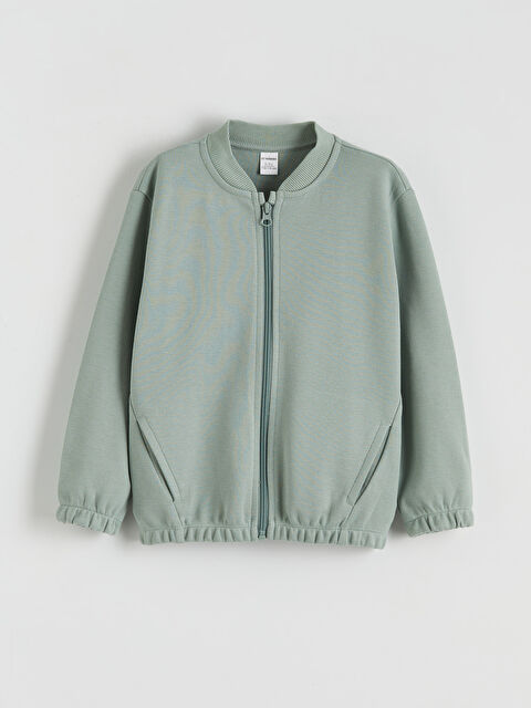 LC WAIKIKI Kolej Yaka Basic Erkek Çocuk Fermuarlı Sweatshirt - S61561Z1-GBN