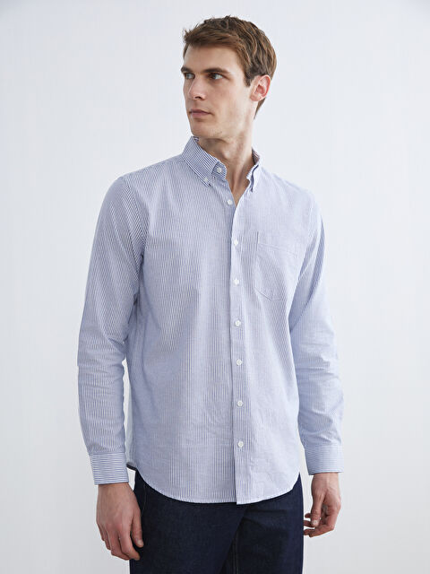 LCWAIKIKI Classic Regular Fit Çizgili Erkek Gömlek - S61568Z8-LGB