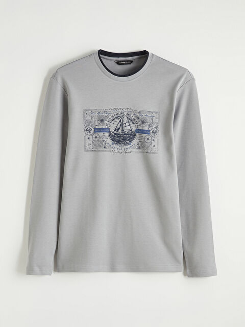 LCWAIKIKI Classic Bisiklet Yaka Baskılı Erkek Sweatshirt - S61575Z8-YMD