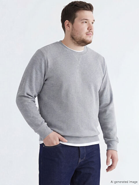 LCWAIKIKI Classic Bisiklet Yaka Erkek Sweatshirt
