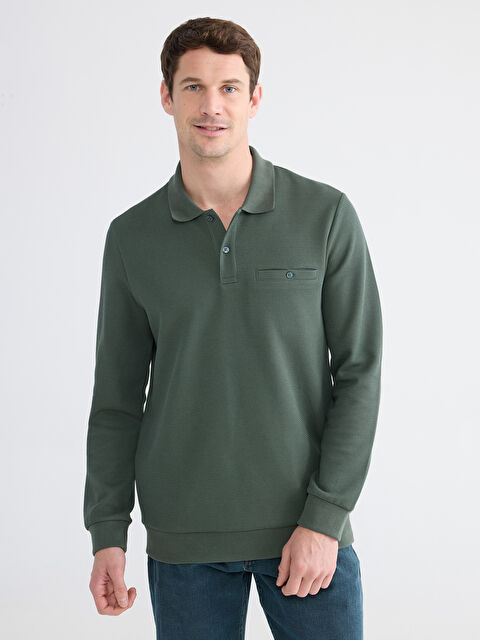 LCWAIKIKI Classic Polo Yaka Erkek Sweatshirt - S61588Z8-ZQ3