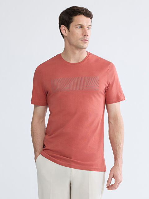 LCWAIKIKI Classic Bisiklet Yaka Baskılı Penye Erkek Tişört - S61657Z8-959