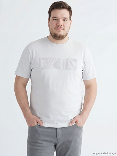 LCWAIKIKI Classic Bisiklet Yaka Baskılı Penye Erkek Tişört - S61657Z8-18Y