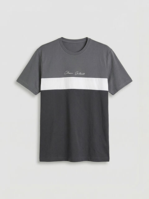 LCWAIKIKI Classic Bisiklet Yaka Renk Bloklu Penye Erkek Tişört - S61663Z8-LE0