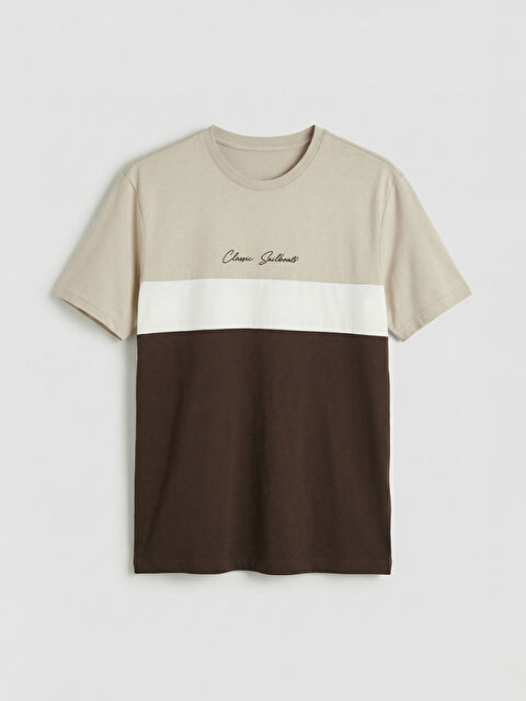 LCWAIKIKI Classic Bisiklet Yaka Renk Bloklu Penye Erkek Tişört - S61663Z8-LEX