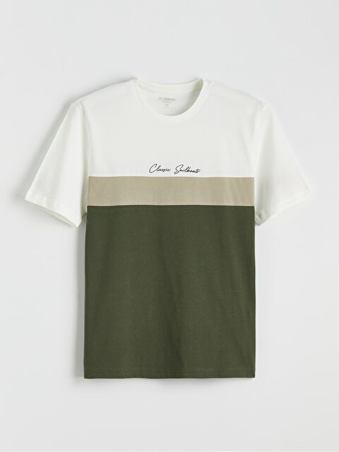 LCWAIKIKI Classic Bisiklet Yaka Renk Bloklu Penye Erkek Tişört - S61663Z8-LFC