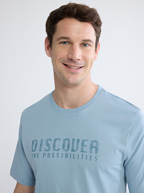 LCWAIKIKI Classic Bisiklet Yaka Baskılı Penye Erkek Tişört - S61665Z8-ZPN