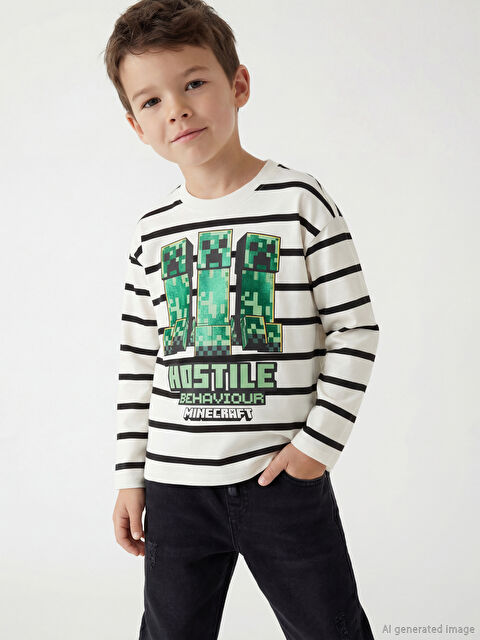 LCW Kids Bisiklet Yaka Baskılı Erkek Çocuk Tişört - S61676Z1-LQA