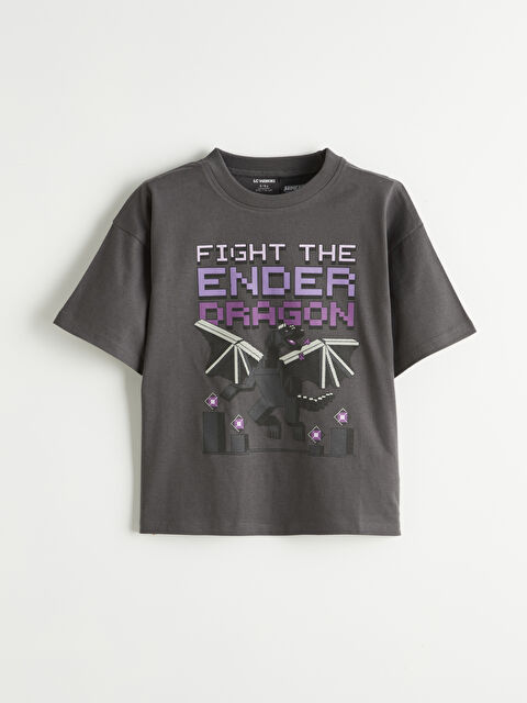 LCW Kids Bisiklet Yaka Minecraft Baskılı Erkek Çocuk Tişört