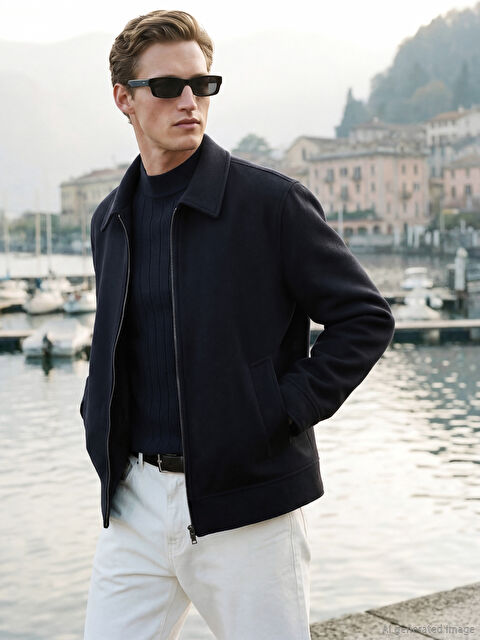 SOUTHBLUE Standart Kalıp Gömlek Yaka Erkek Kaşe Mont - S61728Z8-RFH