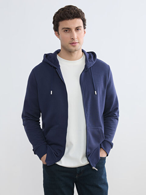 LCWAIKIKI Classic Standart Kalıp Kapüşonlu Erkek Fermuarlı Sweatshirt - S61738Z8-ZPK
