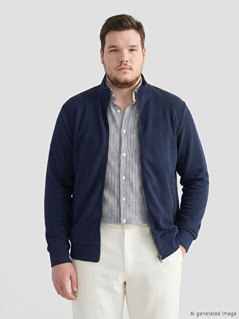 LCWAIKIKI Classic Standart Kalıp Dik Yaka Erkek Fermuarlı Sweatshirt