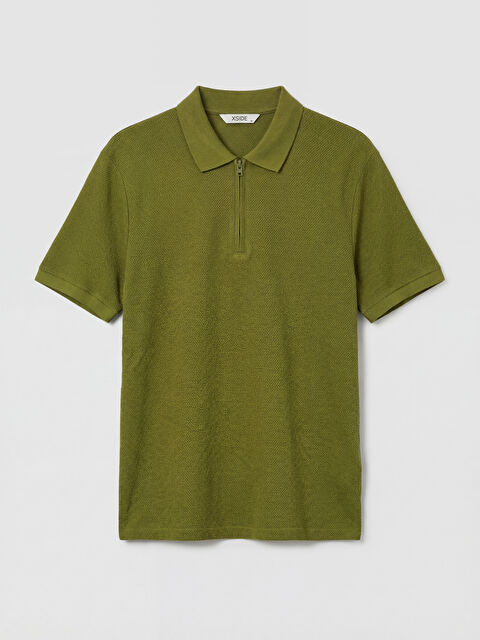 XSIDE تيشيرت للرجال بقصة عادية بسحاب وياقة بولو