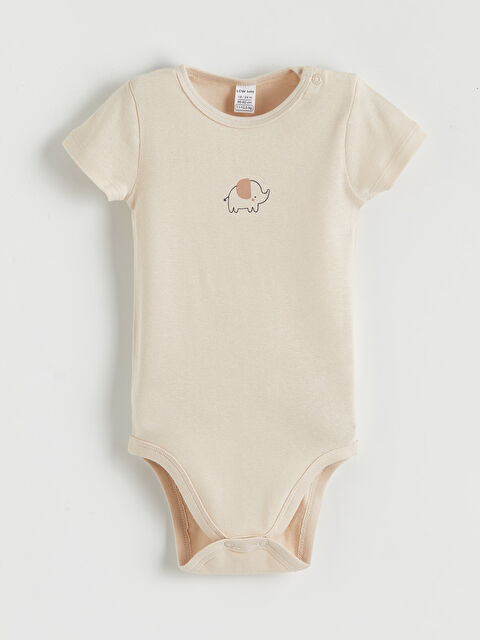 LCW baby Bisiklet Yaka Fil Baskılı Erkek Bebek Çıtçıtlı Body - S61801Z1-YWW